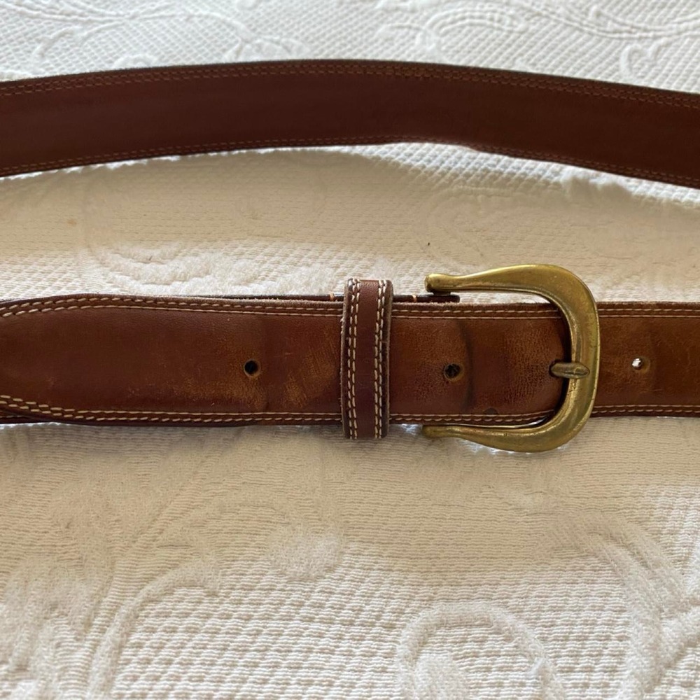 Coach British Tan Leather Brass Belt Buckle Size 38 sblk